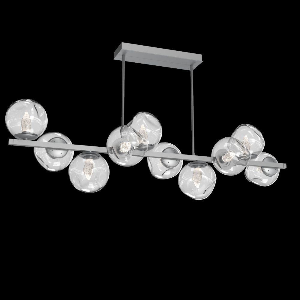 Luna 10pc Twisted Branch-Classic Silver-Geo Inner - Clear Outer-Threaded Rod Suspension-LED 3000K