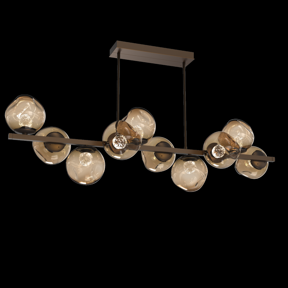 Luna 10pc Twisted Branch-Flat Bronze-Floret Inner - Bronze Outer-Threaded Rod Suspension-LED 3000K