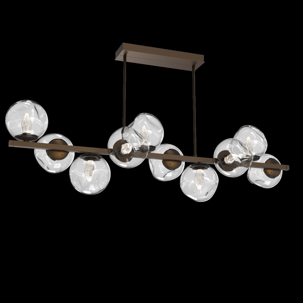 Luna 10pc Twisted Branch-Flat Bronze-Geo Inner - Clear Outer-Threaded Rod Suspension-LED 2700K