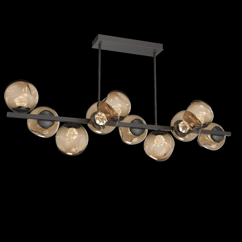 Luna 10pc Twisted Branch-Graphite-Zircon Inner - Bronze Outer-Threaded Rod Suspension-LED 3000K