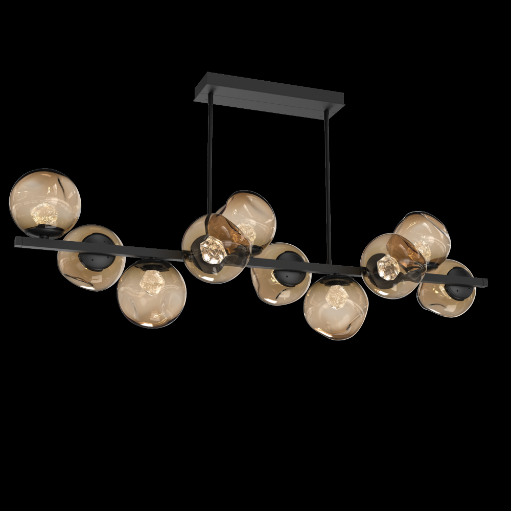 Luna 10pc Twisted Branch-Matte Black-Zircon Inner - Bronze Outer-Threaded Rod Suspension-LED 2700K