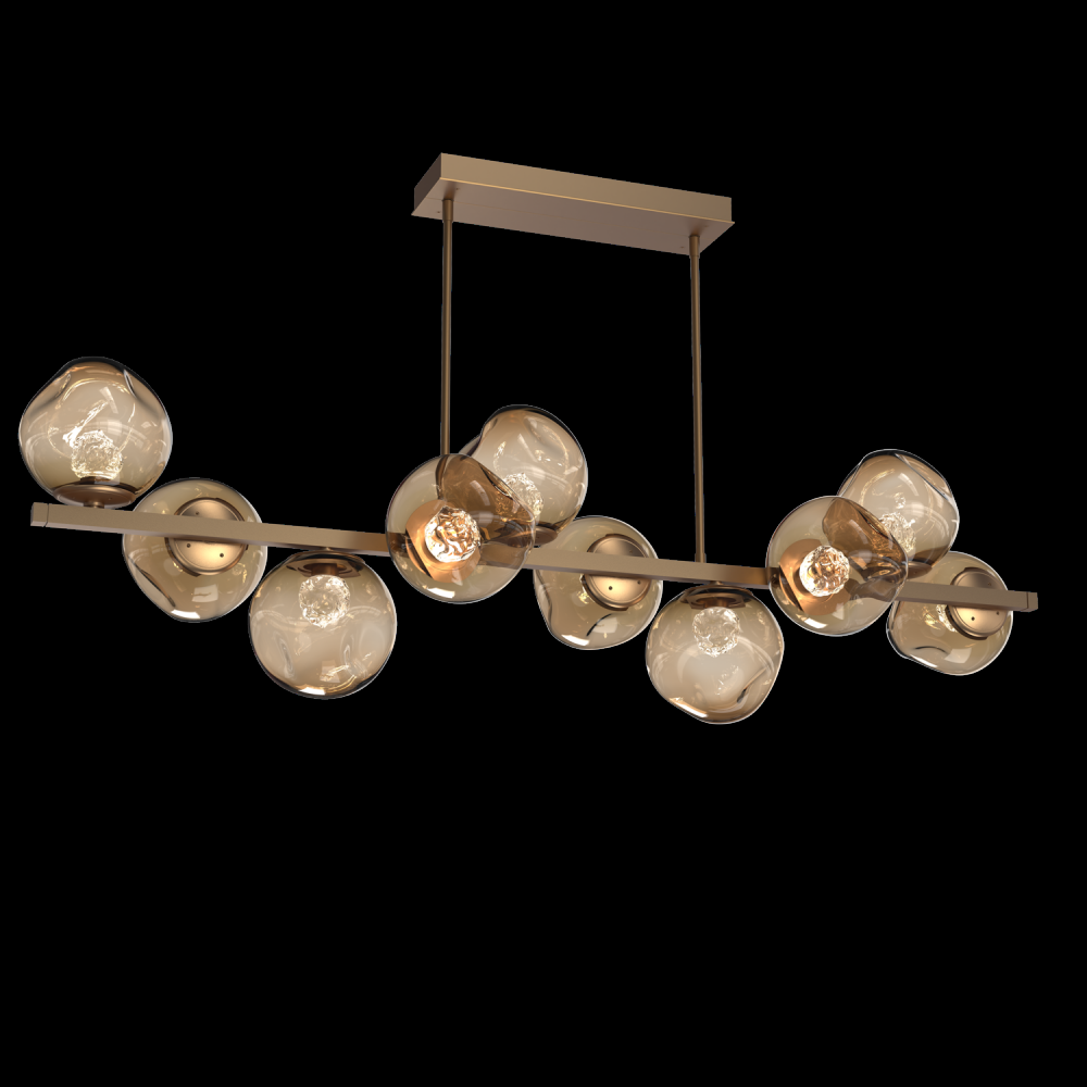 Luna 10pc Twisted Branch-Novel Brass-Floret Inner - Bronze Outer-Threaded Rod Suspension-LED 2700K