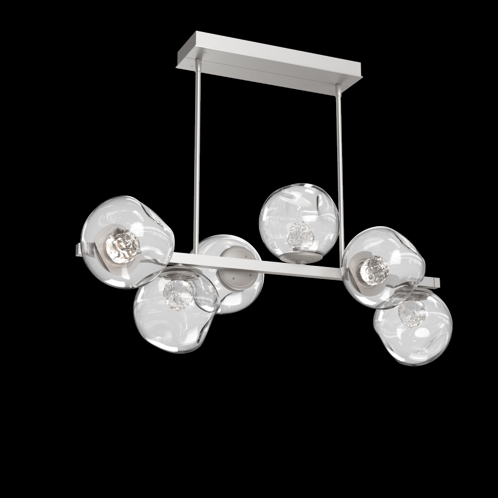 Luna 6pc Twisted Branch-Beige Silver-Floret Inner - Clear Outer-Threaded Rod Suspension-LED 2700K