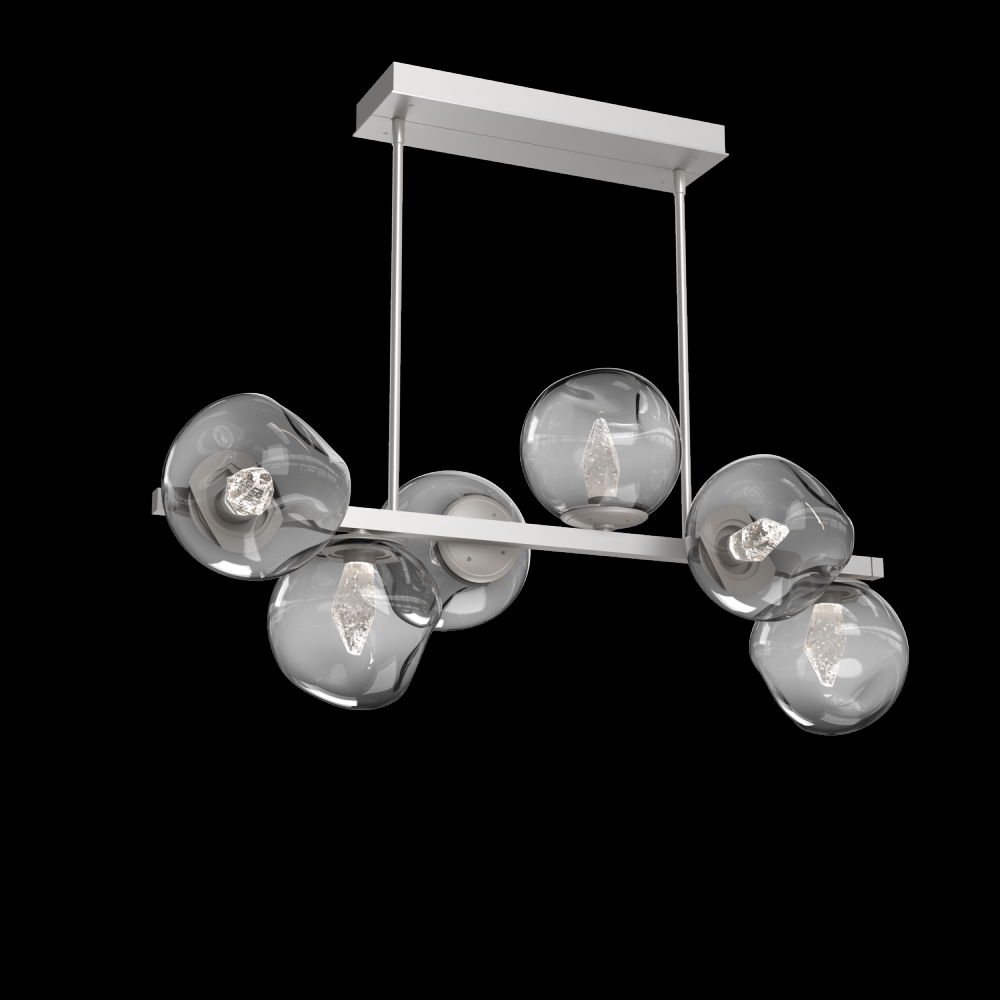 Luna 6pc Twisted Branch-Beige Silver-Geo Inner - Smoke Outer-Threaded Rod Suspension-LED 2700K