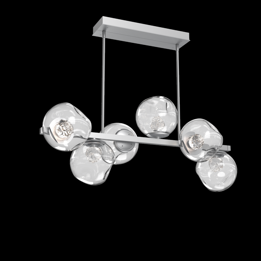 Luna 6pc Twisted Branch-Classic Silver-Floret Inner - Clear Outer-Threaded Rod Suspension-LED 2700K