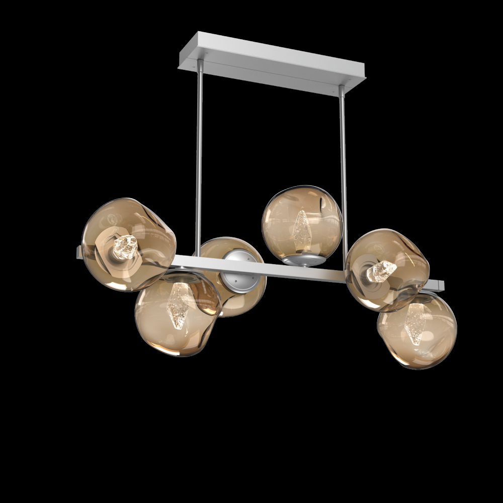 Luna 6pc Twisted Branch-Classic Silver-Geo Inner - Bronze Outer-Threaded Rod Suspension-LED 2700K