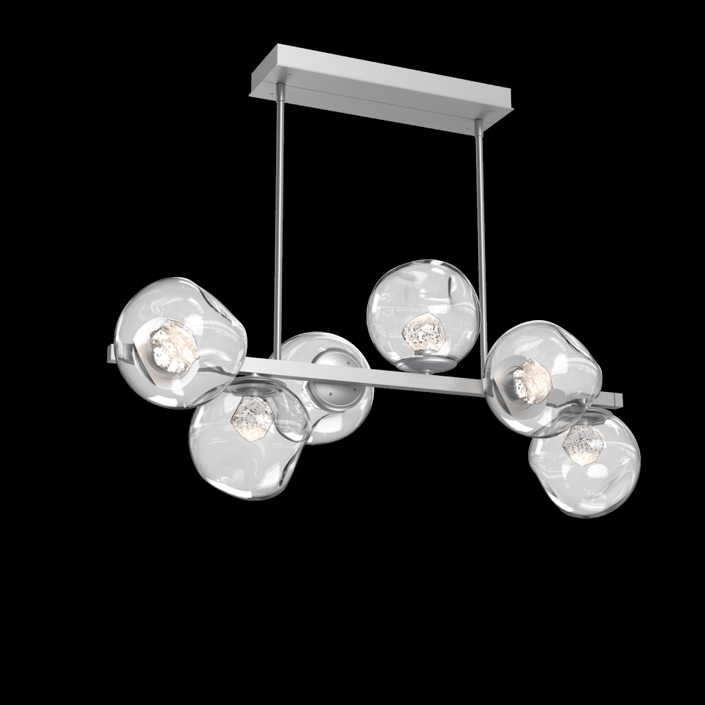 Luna 6pc Twisted Branch-Classic Silver-Zircon Inner - Clear Outer-Threaded Rod Suspension-LED 2700K