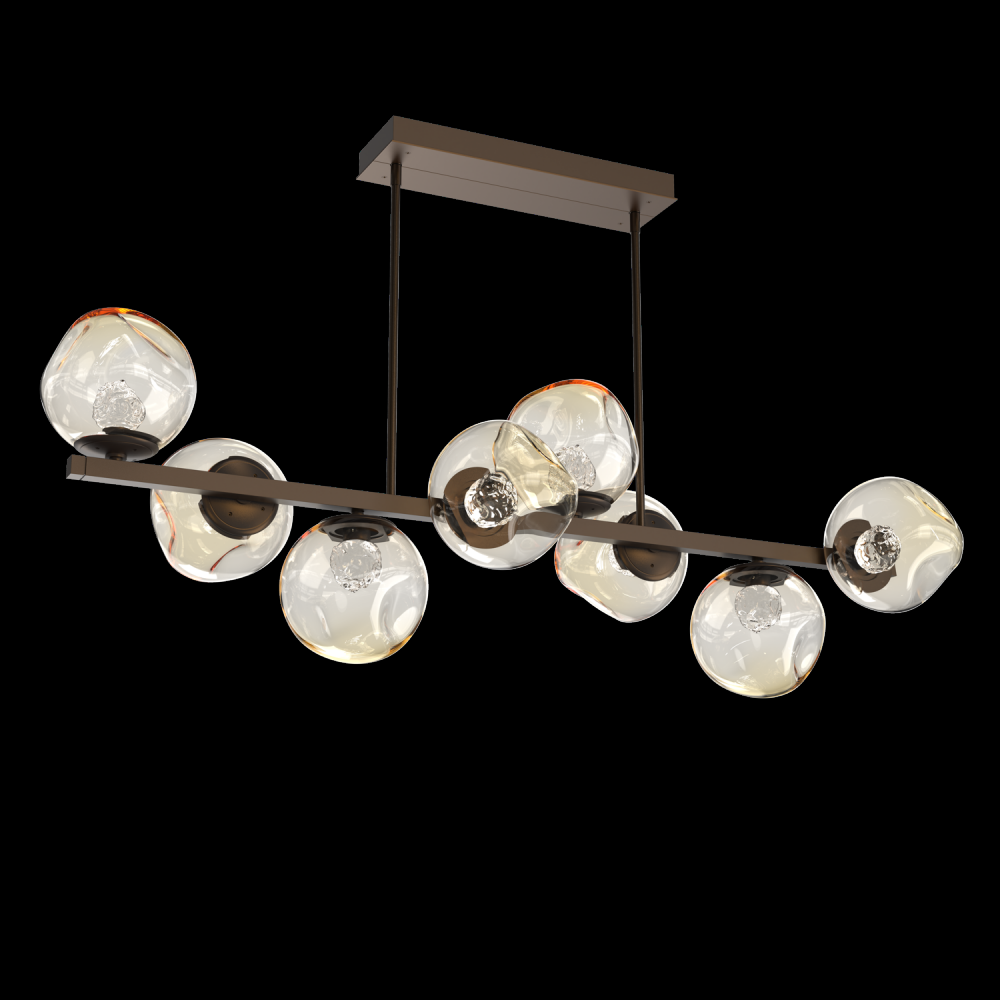 Luna 8pc Twisted Branch-Flat Bronze-Floret Inner - Amber Outer-Threaded Rod Suspension-LED 2700K