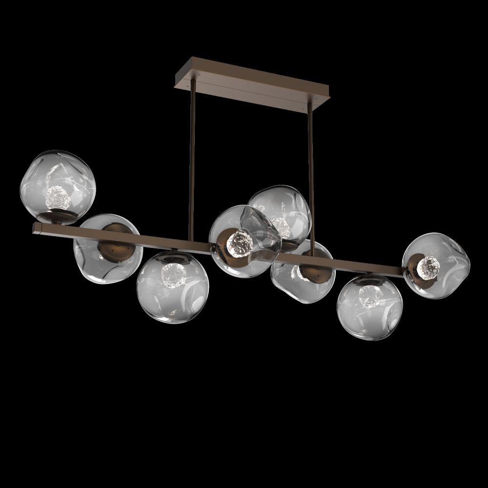 Luna 8pc Twisted Branch-Flat Bronze-Floret Inner - Smoke Outer-Threaded Rod Suspension-LED 3000K