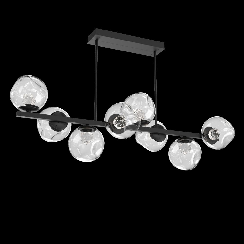 Luna 8pc Twisted Branch-Matte Black-Floret Inner - Clear Outer-Threaded Rod Suspension-LED 2700K