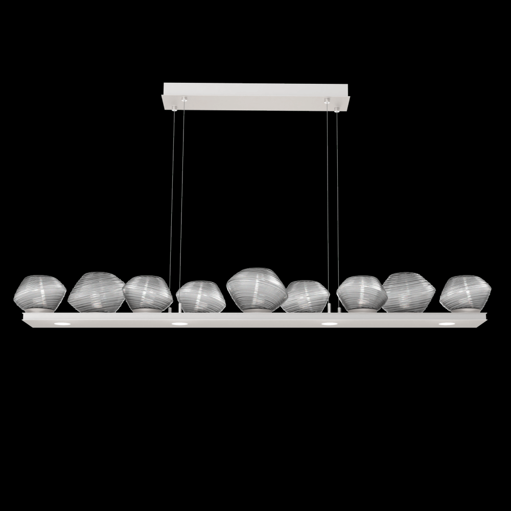 Mesa 59" Linear Suspension-Beige Silver-Smoke Blown Glass