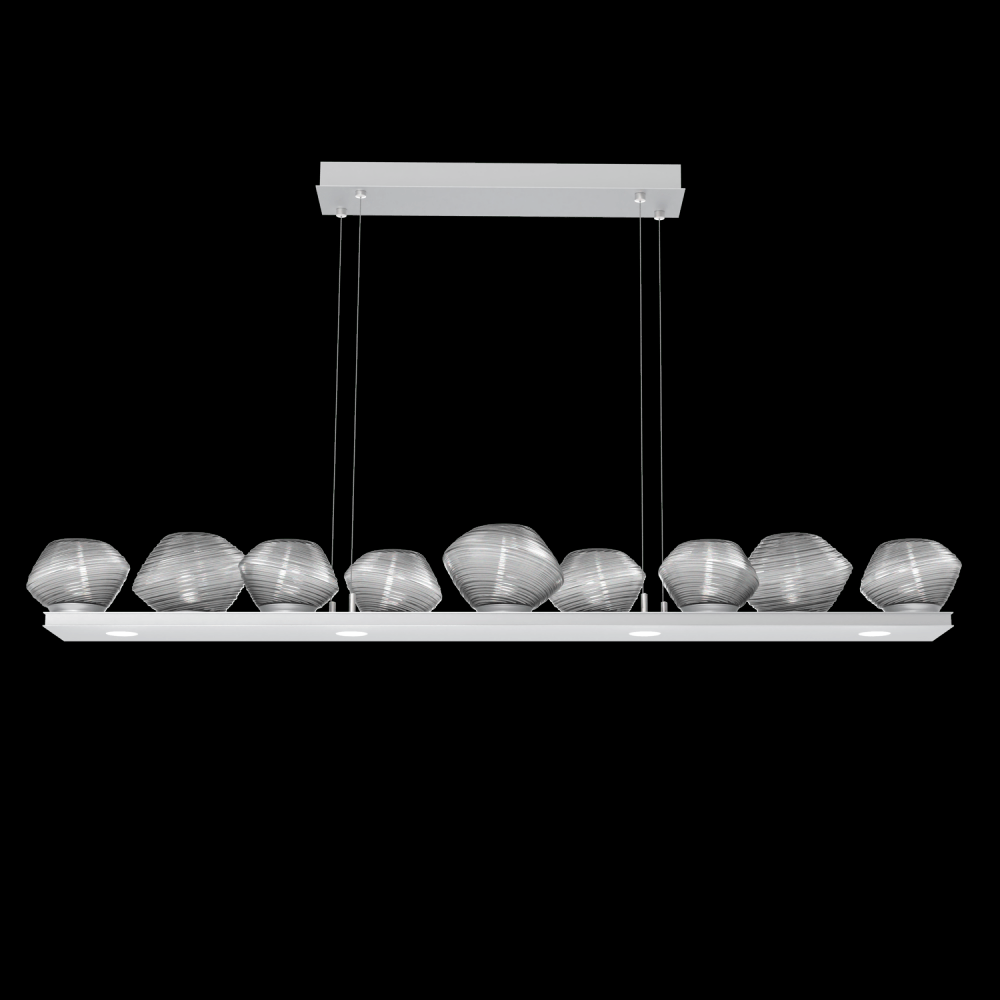 Mesa 59" Linear Suspension-Classic Silver-Smoke Blown Glass