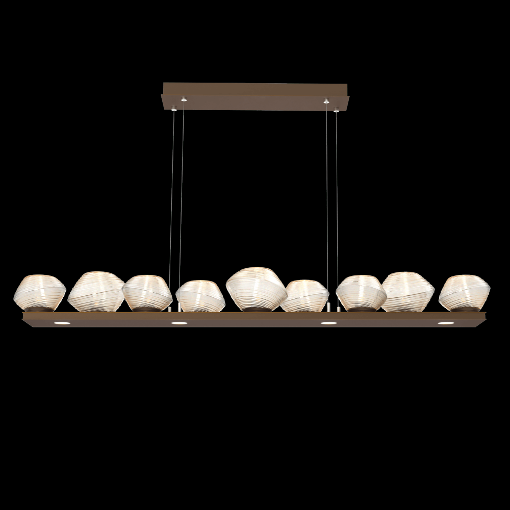 Mesa 59" Linear Suspension-Flat Bronze-Amber Blown Glass