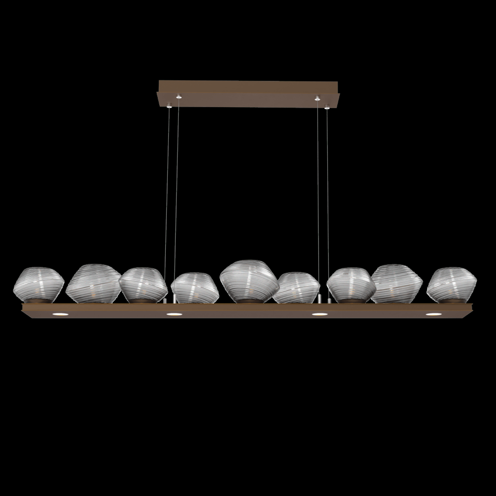 Mesa 59" Linear Suspension-Flat Bronze-Smoke Blown Glass