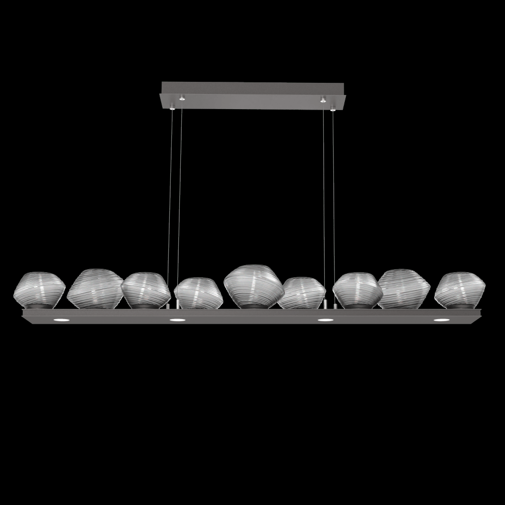 Mesa 59" Linear Suspension-Graphite-Smoke Blown Glass