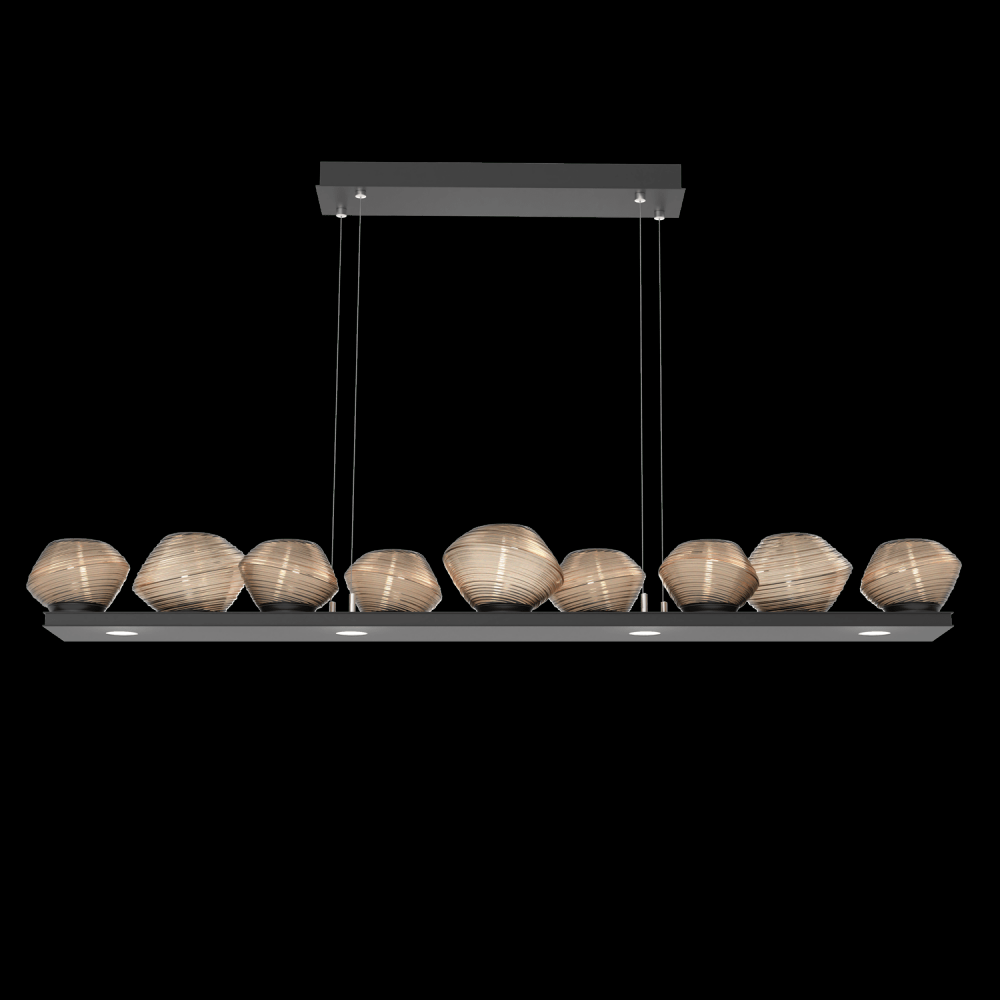 Mesa 59" Linear Suspension-Matte Black-Bronze Blown Glass