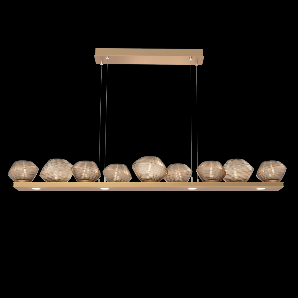 Mesa 59" Linear Suspension-Novel Brass-Bronze Blown Glass