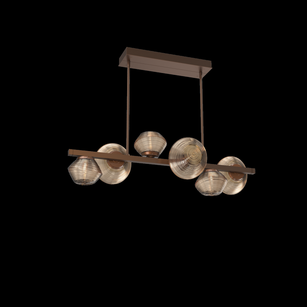 Mesa 6pc Twisted Branch-Burnished Bronze-Bronze Blown Glass-Threaded Rod Suspension-LED 2700K