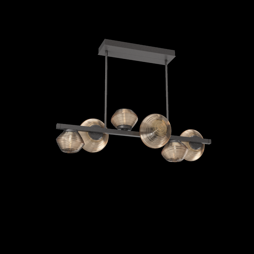 Mesa 6pc Twisted Branch-Graphite-Bronze Blown Glass-Threaded Rod Suspension-LED 2700K