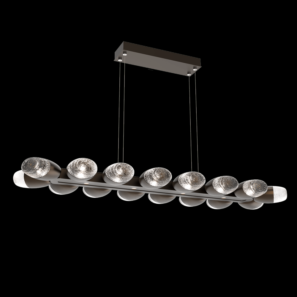 Pebble Linear Suspension 48" Small Glass-Heritage Brass-Pebble Clear