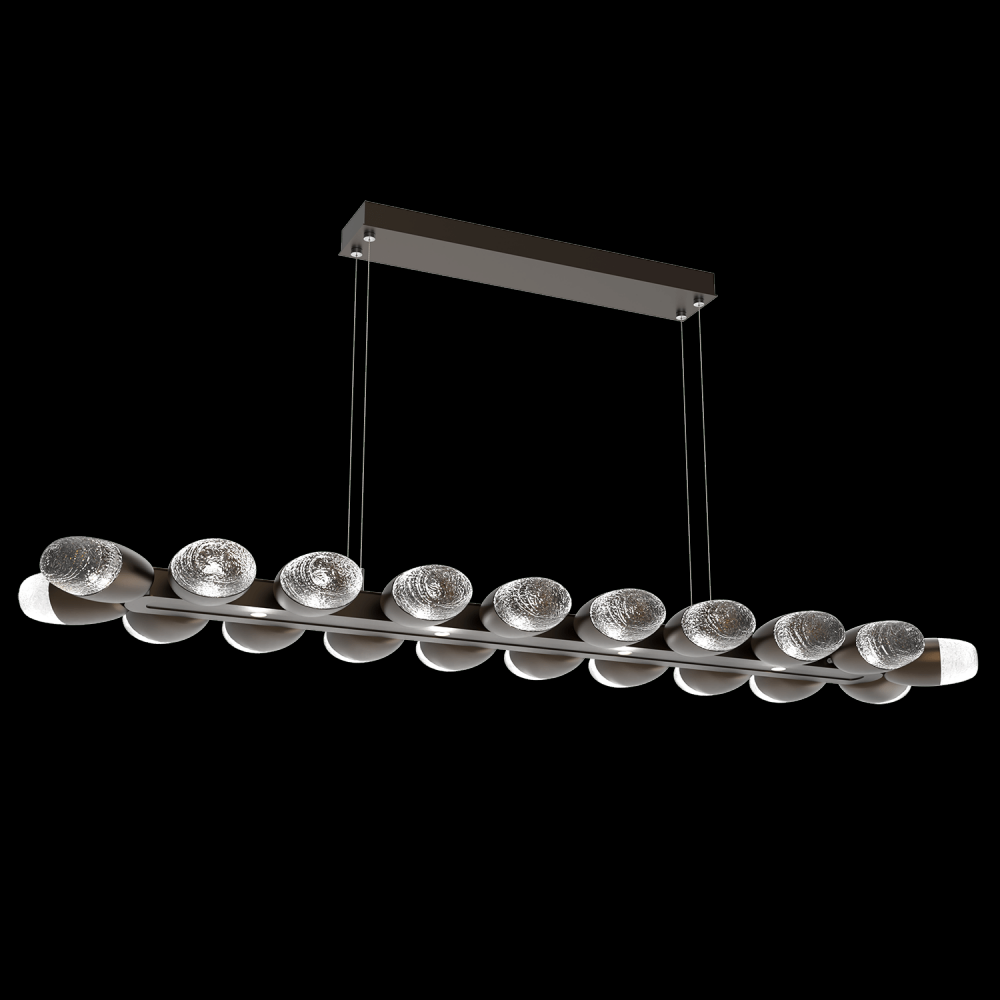 Pebble Linear Suspension 60" Small Glass-Gunmetal-Pebble Clear