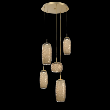 Hammerton CHB0091-05-GB-B-C01-L1 - Vessel 5pc Round Multi-Pendant-Gilded Brass-Bronze Blown Glass-Cloth Braided Cord-LED 2700K