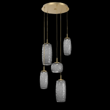 Hammerton CHB0091-05-GB-S-C01-L3 - Vessel 5pc Round Multi-Pendant-Gilded Brass-Smoke Blown Glass-Cloth Braided Cord-LED 3000K