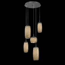 Hammerton CHB0091-05-GP-B-C01-L1 - Vessel 5pc Round Multi-Pendant-Graphite-Bronze Blown Glass-Cloth Braided Cord-LED 2700K