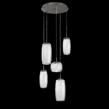 Hammerton CHB0091-05-GP-C-C01-L1 - Vessel 5pc Round Multi-Pendant-Graphite-Clear Blown Glass-Cloth Braided Cord-LED 2700K