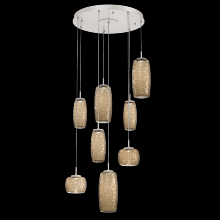 Hammerton CHB0091-08-BS-B-C01-L1 - Vessel 8pc Round Multi-Pendant-Beige Silver-Bronze Blown Glass-Cloth Braided Cord-LED 2700K