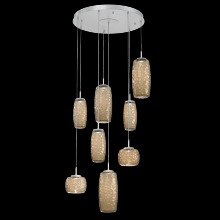 Hammerton CHB0091-08-CS-B-C01-L1 - Vessel 8pc Round Multi-Pendant-Classic Silver-Bronze Blown Glass-Cloth Braided Cord-LED 2700K