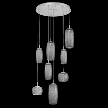 Hammerton CHB0091-08-CS-S-C01-L1 - Vessel 8pc Round Multi-Pendant-Classic Silver-Smoke Blown Glass-Cloth Braided Cord-LED 2700K