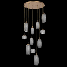 Hammerton CHB0091-11-NB-S-C01-L3 - Vessel 11pc Round Multi-Pendant-Novel Brass-Smoke Blown Glass-Cloth Braided Cord-LED 3000K