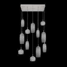 Hammerton CHB0091-12-BS-S-C01-L1 - Vessel 12pc Square Multi-Pendant-Beige Silver-Smoke Blown Glass-Cloth Braided Cord-LED 2700K