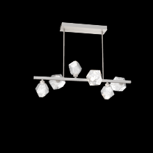 Hammerton PLB0039-T6-BS-C-001-L3 - Gem 6pc Twisted Branch-Beige Silver-Clear Blown Glass-Threaded Rod Suspension-LED 3000K