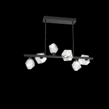 Hammerton PLB0039-T6-MB-C-001-L3 - Gem 6pc Twisted Branch-Matte Black-Clear Blown Glass-Threaded Rod Suspension-LED 3000K