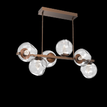 Hammerton PLB0086-T6-BB-GC-001-L3 - Luna 6pc Twisted Branch-Burnished Bronze-Geo Inner - Clear Outer-Threaded Rod Suspension-LED 3000K