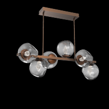 Hammerton PLB0086-T6-BB-GS-001-L1 - Luna 6pc Twisted Branch-Burnished Bronze-Geo Inner - Smoke Outer-Threaded Rod Suspension-LED 2700K