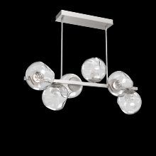 Hammerton PLB0086-T6-BS-FC-001-L1 - Luna 6pc Twisted Branch-Beige Silver-Floret Inner - Clear Outer-Threaded Rod Suspension-LED 2700K