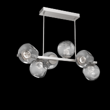 Hammerton PLB0086-T6-BS-FS-001-L3 - Luna 6pc Twisted Branch-Beige Silver-Floret Inner - Smoke Outer-Threaded Rod Suspension-LED 3000K