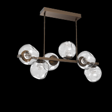 Hammerton PLB0086-T6-FB-FC-001-L1 - Luna 6pc Twisted Branch-Flat Bronze-Floret Inner - Clear Outer-Threaded Rod Suspension-LED 2700K