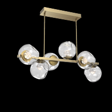 Hammerton PLB0086-T6-GB-ZC-001-L1 - Luna 6pc Twisted Branch-Gilded Brass-Zircon Inner - Clear Outer-Threaded Rod Suspension-LED 2700K