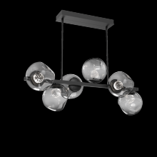 Hammerton PLB0086-T6-MB-FS-001-L3 - Luna 6pc Twisted Branch-Matte Black-Floret Inner - Smoke Outer-Threaded Rod Suspension-LED 3000K