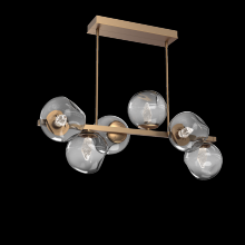 Hammerton PLB0086-T6-NB-GS-001-L1 - Luna 6pc Twisted Branch-Novel Brass-Geo Inner - Smoke Outer-Threaded Rod Suspension-LED 2700K