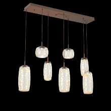 Hammerton PLB0091-07-BB-A-C01-L1 - Vessel 7pc Linear Multi-Pendant-Burnished Bronze-Amber Blown Glass-Cloth Braided Cord-LED 2700K