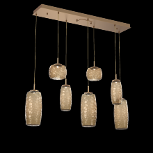 Hammerton PLB0091-07-NB-B-C01-L1 - Vessel 7pc Linear Multi-Pendant-Novel Brass-Bronze Blown Glass-Cloth Braided Cord-LED 2700K