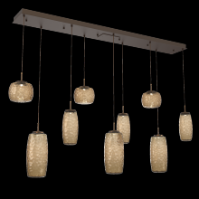 Hammerton PLB0091-09-FB-B-C01-L1 - Vessel 9pc Linear Multi-Pendant-Flat Bronze-Bronze Blown Glass-Cloth Braided Cord-LED 2700K