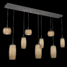 Hammerton PLB0091-09-GP-B-C01-L1 - Vessel 9pc Linear Multi-Pendant-Graphite-Bronze Blown Glass-Cloth Braided Cord-LED 2700K