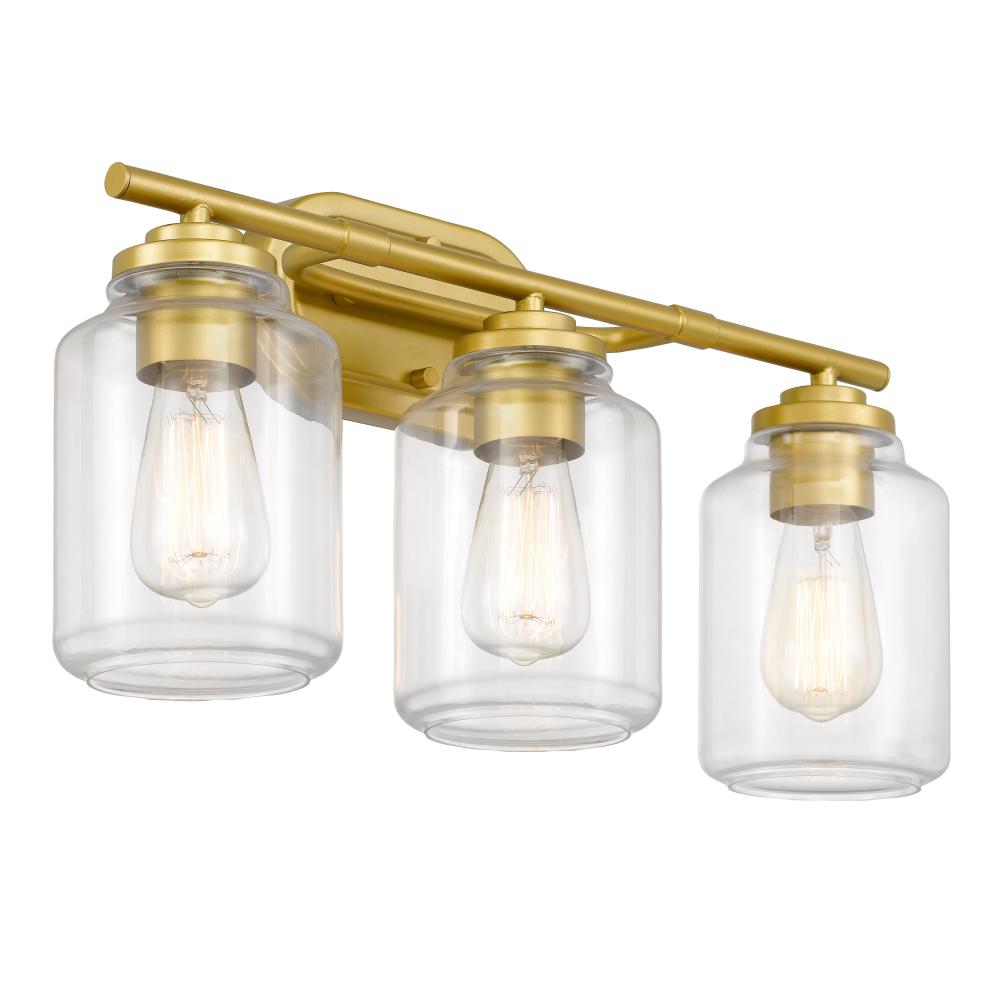 Aston 3-Light Luxury Gold Finish Vanity Light 7“ X 22” X 11“