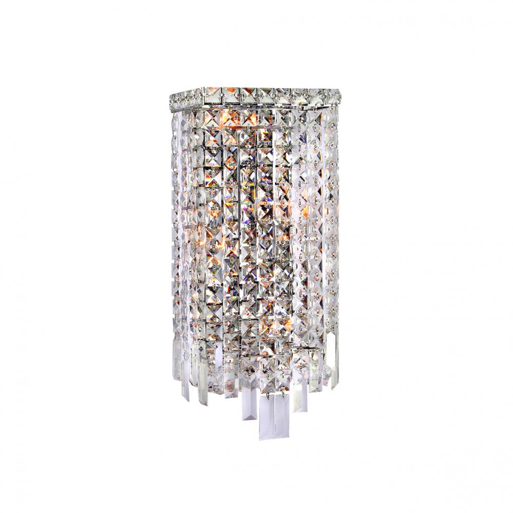 Cascade 4-Light Chrome Finish Crystal Rectangular Wall Sconce Light  8 in. W x 18 in. H ADA